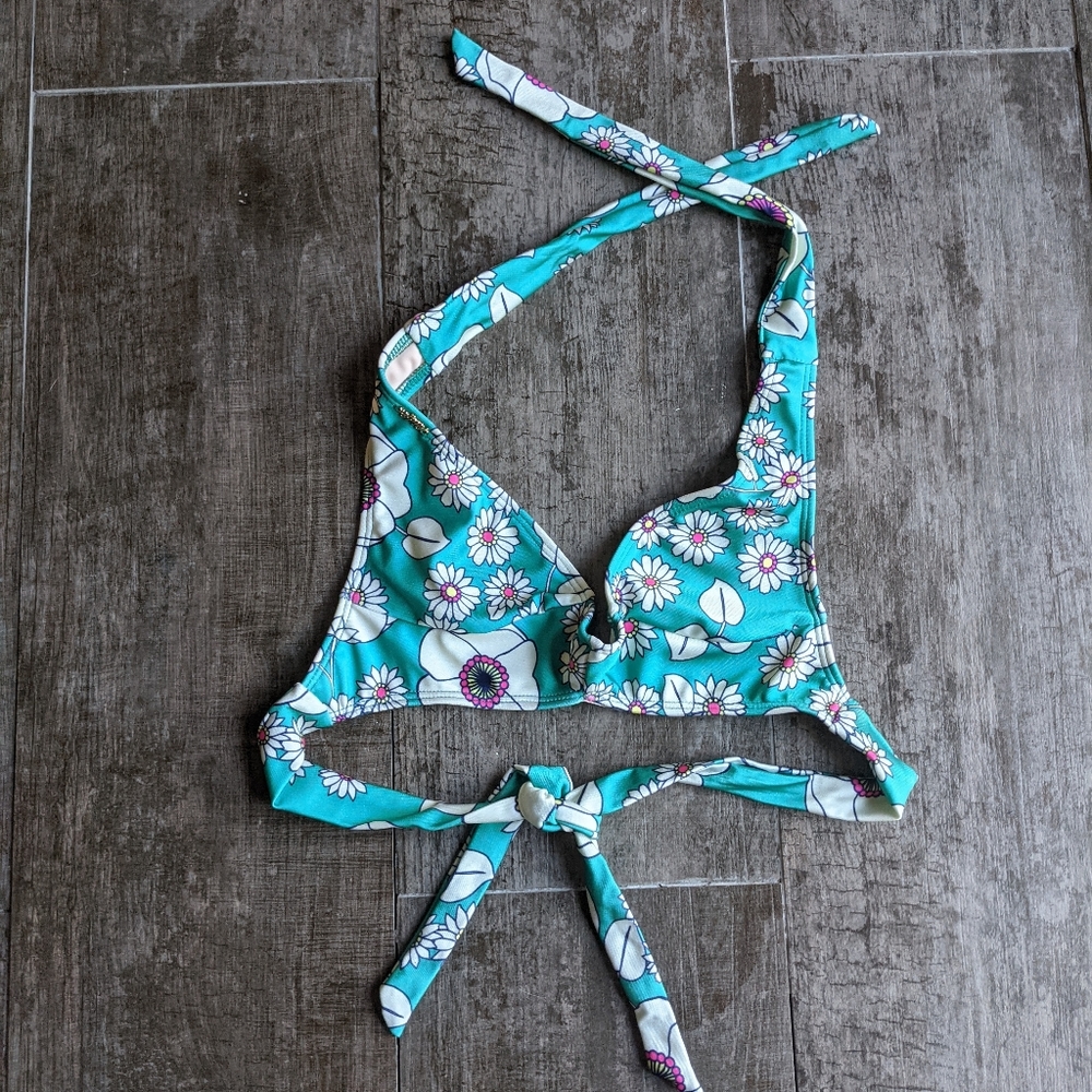 WILDFOX 60s Floral Halter Triangle Bikini Bralette